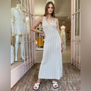 SIR the label V-neck Isobel Rib Knit Beige Taupe Maxi Dress sz 0 XS